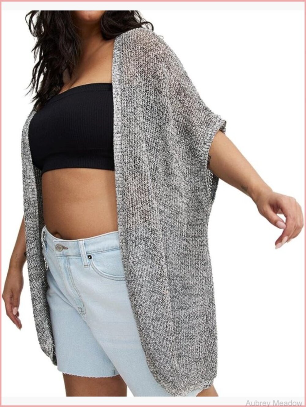 Plus Size Open Knit Cocoon Cardigan Relaxed Fit